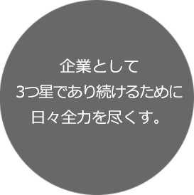 企業として3つ星であり続けるために日々全力を尽くす。